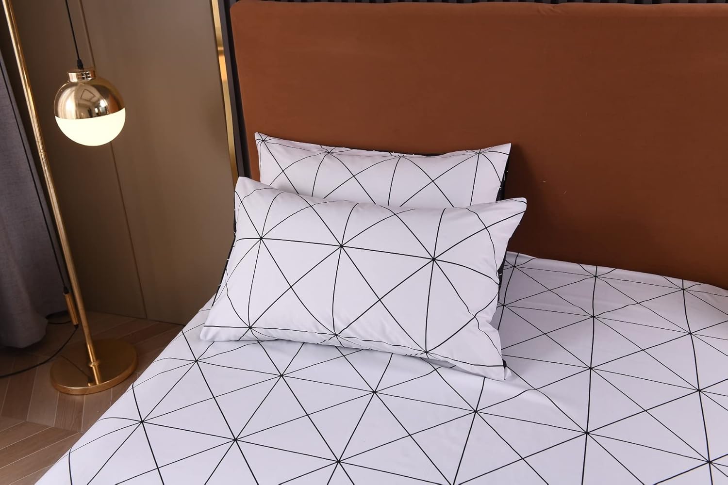 Luofanfei Bed Linen with Zip, Modern Geometric Pattern, 2-Piece/3-Piece Duvet Cover Set, Reversible Microfibre Bedding Set with Zip