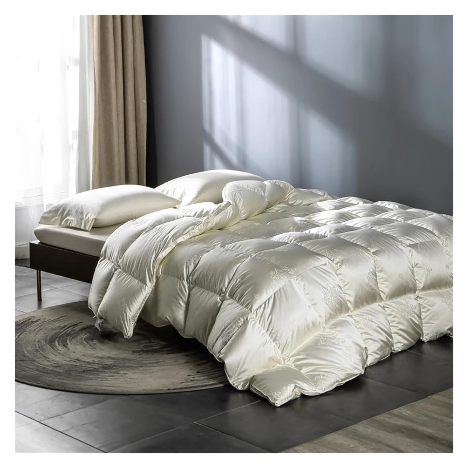 Ropa de cama suave de brocado con funda nórdica de algodón y plumón de ganso