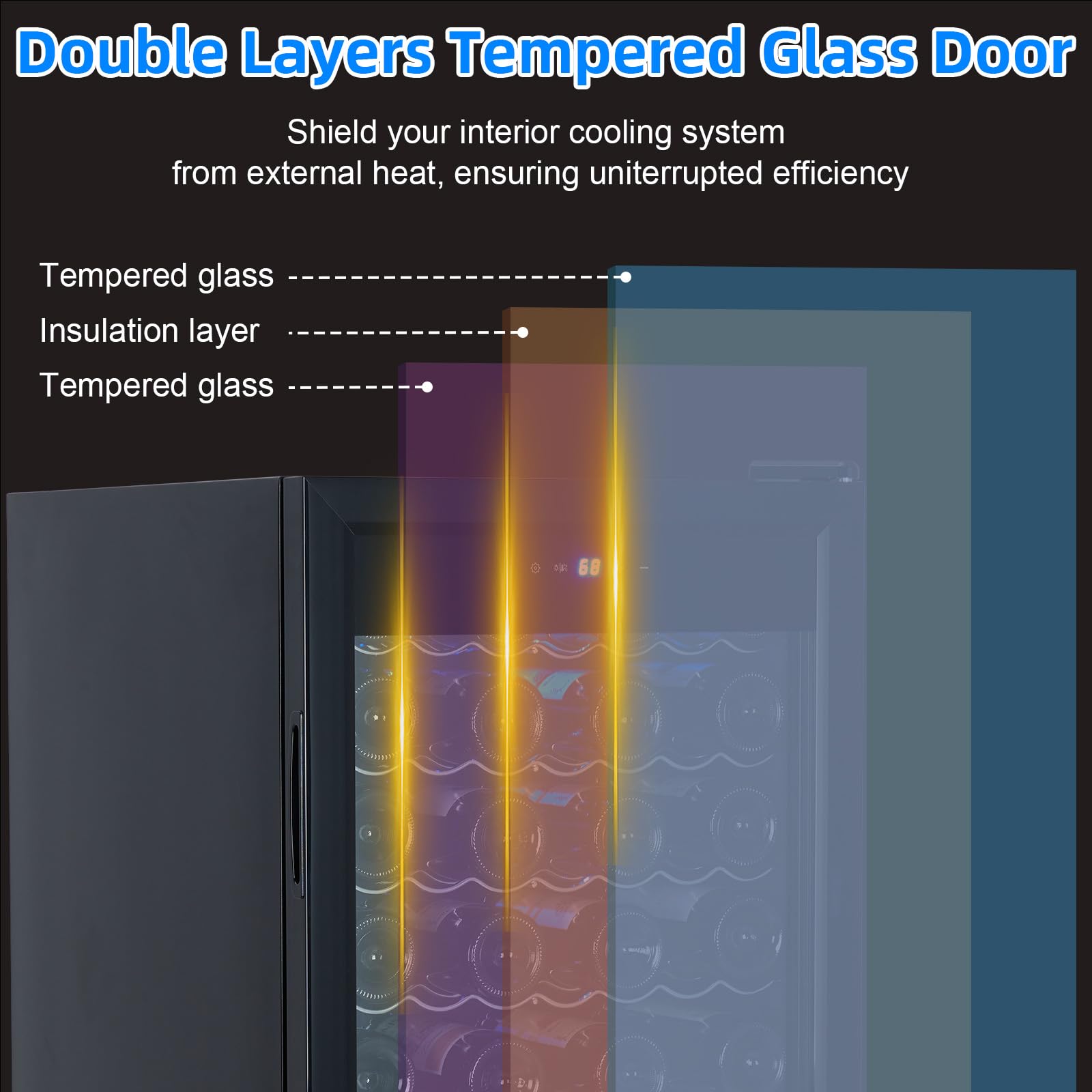Wine Cooler Refrigerator - 32 Bottle Capacity, Freestanding Or Built-In Wine Fridge With Precise Temperature Control And Child Safety Lock For Red, White, And Sparkling Wines - Sleek Black Design on Fridge.com - View 6