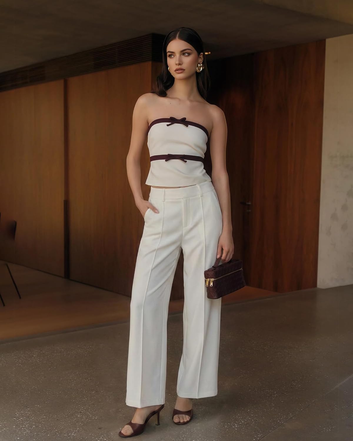 OULESlS Dress Pants for Women Work Pants Wide Leg Pull On Stretchy Business Casual Trousers High Waisted Slacks with Pockets - Image 2