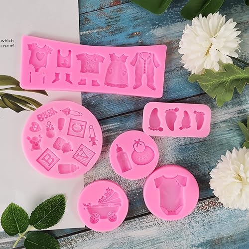 Miniatura 2 de Rainmae Molde de silicona para pastel de fondant, 6 unidades, para bebé, fiesta de cumpleaños, cocina, molde para hornear, decoración de pasteles,