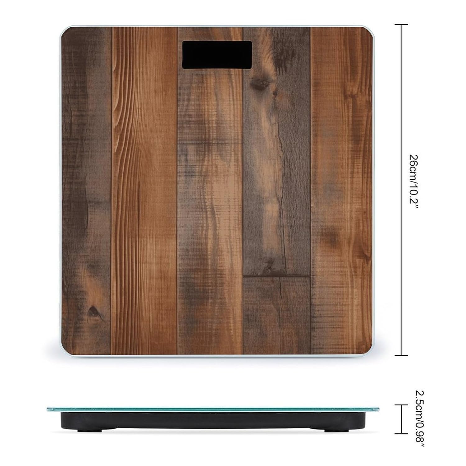 Brown Wooden Scale for Body Weight Sturdy Tempered Glass Weighing Scales with LCD Display Accurate Digital Bathroom Scale Convenient Body Fat Smart Scales Easy Read