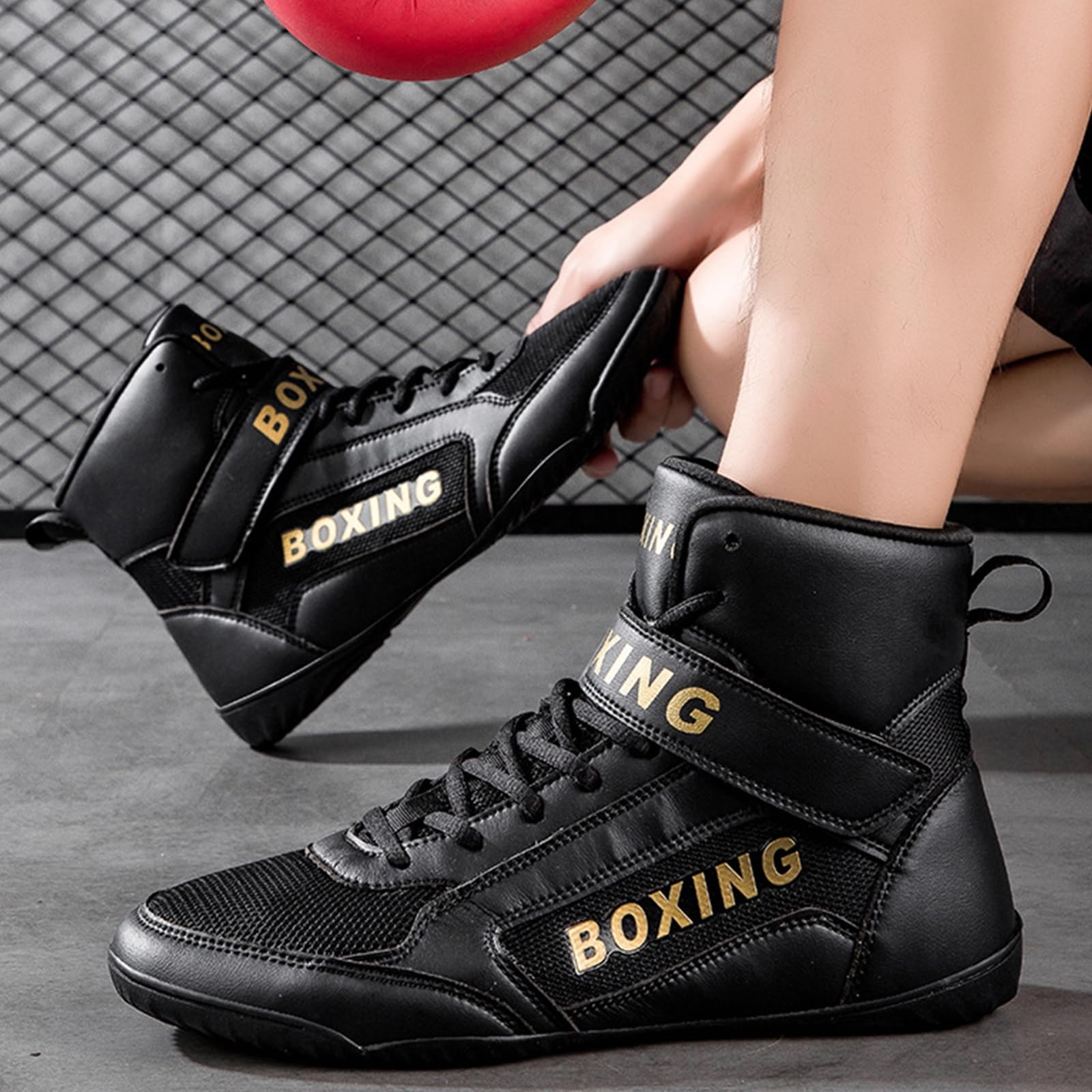 Zapatos de Boxeo para Hombres Zapatos de Lucha Adolescentes Mujeres Zapatillas de Entrenamiento Integral