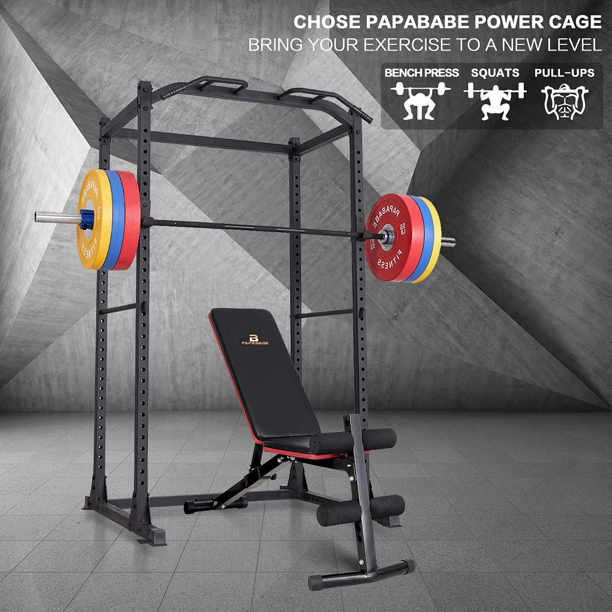 Buy Papababe Power Rack 10 Lb Capacity Power Cage 2x 2 Steel Squat Rack With J Hooks For Bench Press Weightlifting And Strength Training Online In Poland B097lnd6n6
