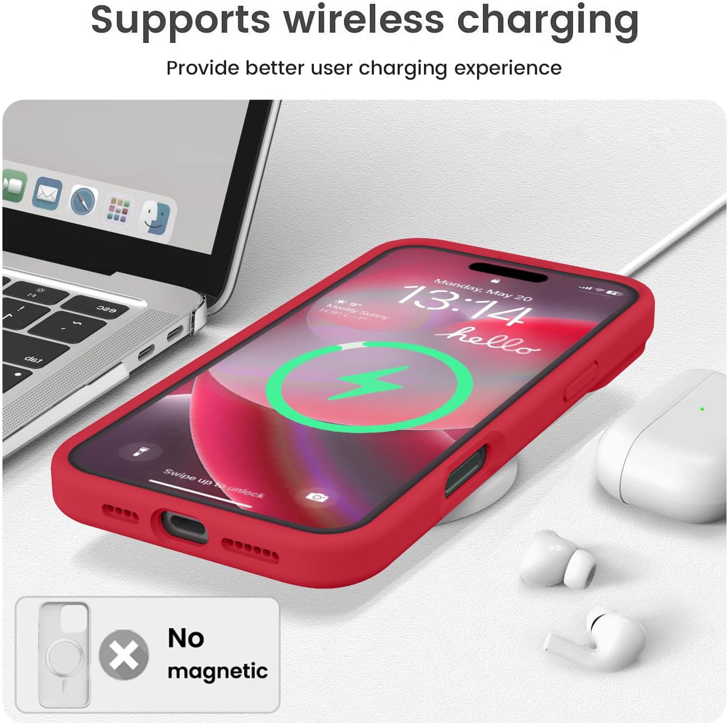 Vooii Compatible with iPhone 16 Pro Max Case, Liquid Silicone Upgrade [Camera Protection] [Soft Anti-Scratch Microfiber Lining] Shockproof Phone Case for iPhone 16 Pro Max 6.9 inch - Red - Image 7