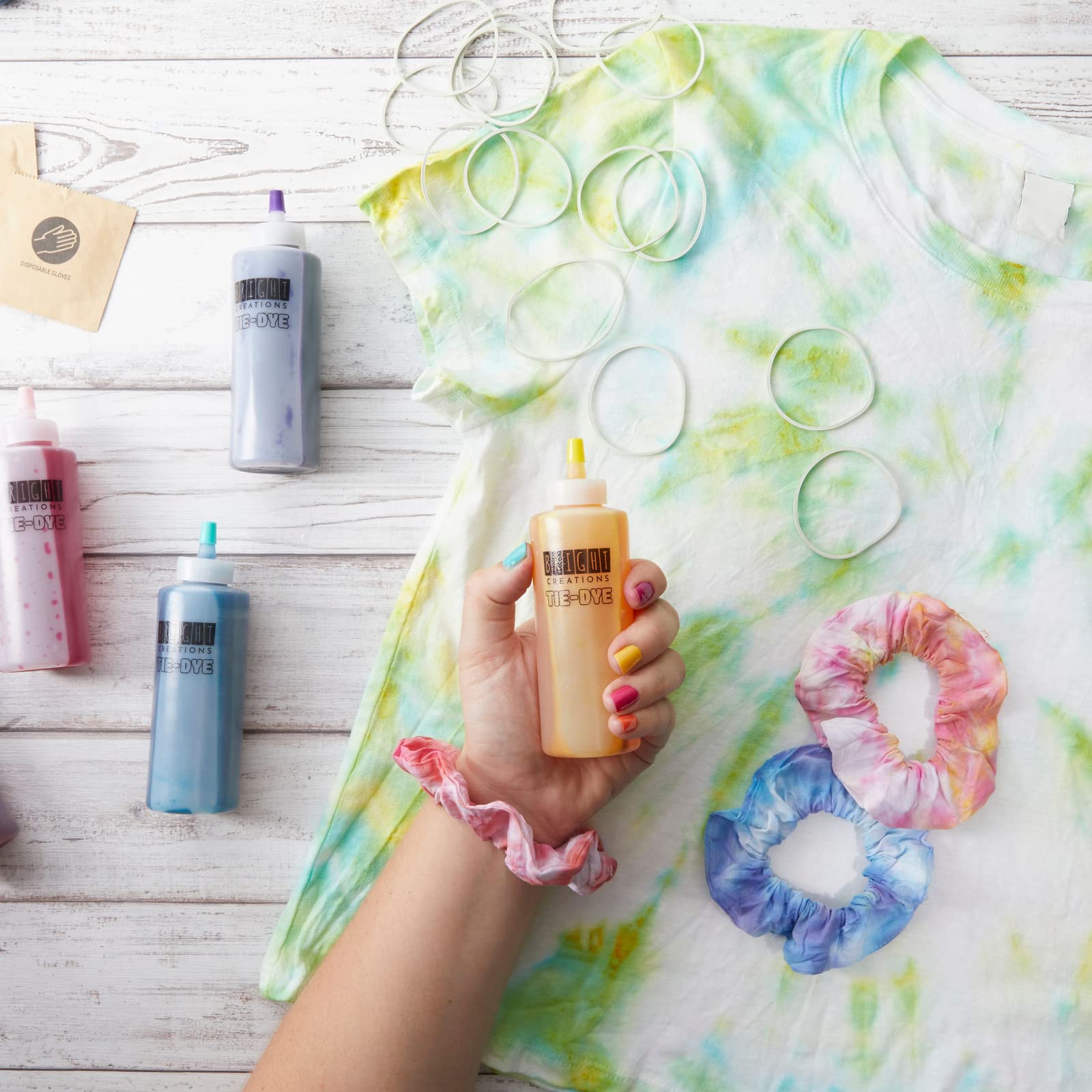 Bright Creations Soda Ash Tie Dye Kit with 6 Tie Dye Colors, Rubber Bands, Gloves, Mixing Bottles (53 Piece Set) - Image 3