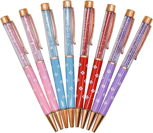 Miniatura 7 de 12 bolígrafos flotantes con diseño floral de lujo, bolígrafos de cristal de diamante, bolígrafos de tinta para escuela, oficina, escritorio,