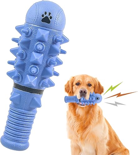 Juguete de goma chirriante para masticadores agresivos con bate de béisbol para masticadores agresivos, juguete duradero y resistente para dentición