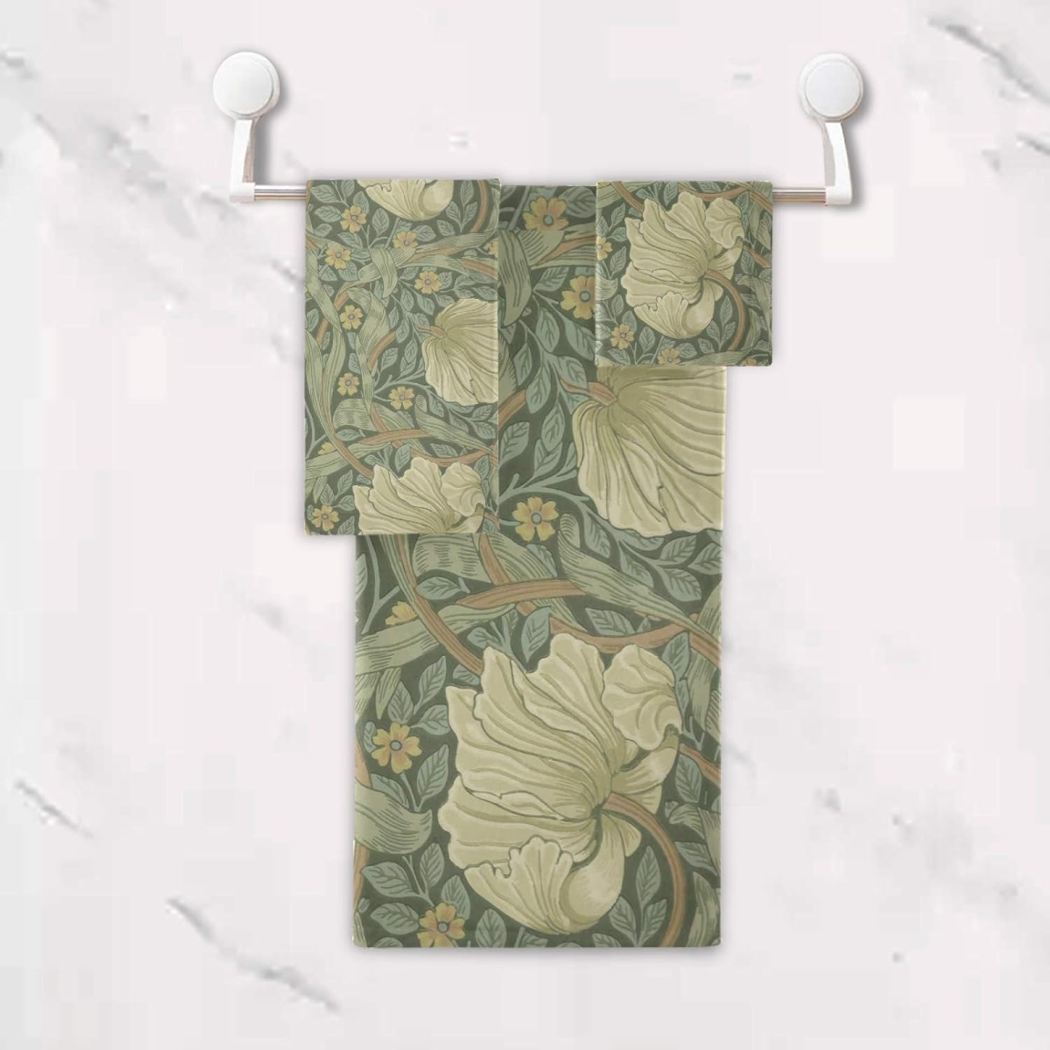 ALAZA Towel Bathroom Sets, William Morris1 Towels 3-Piece 1 Bath Towel 1 Washcloth 1 Hand Towel, Bath Towel Set of 3 Soft Multifuntion for Home Kitchen Hotel Gym Swim Spa