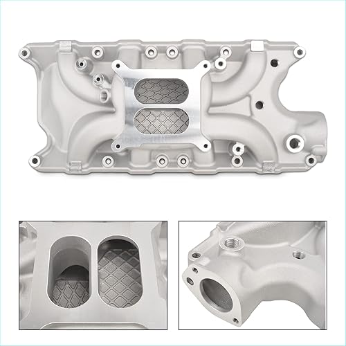 Miniatura 9 de Colector de admisión de aluminio fundido satinado de doble plano compatible con bloque pequeño Ford SBF 260 289 302
