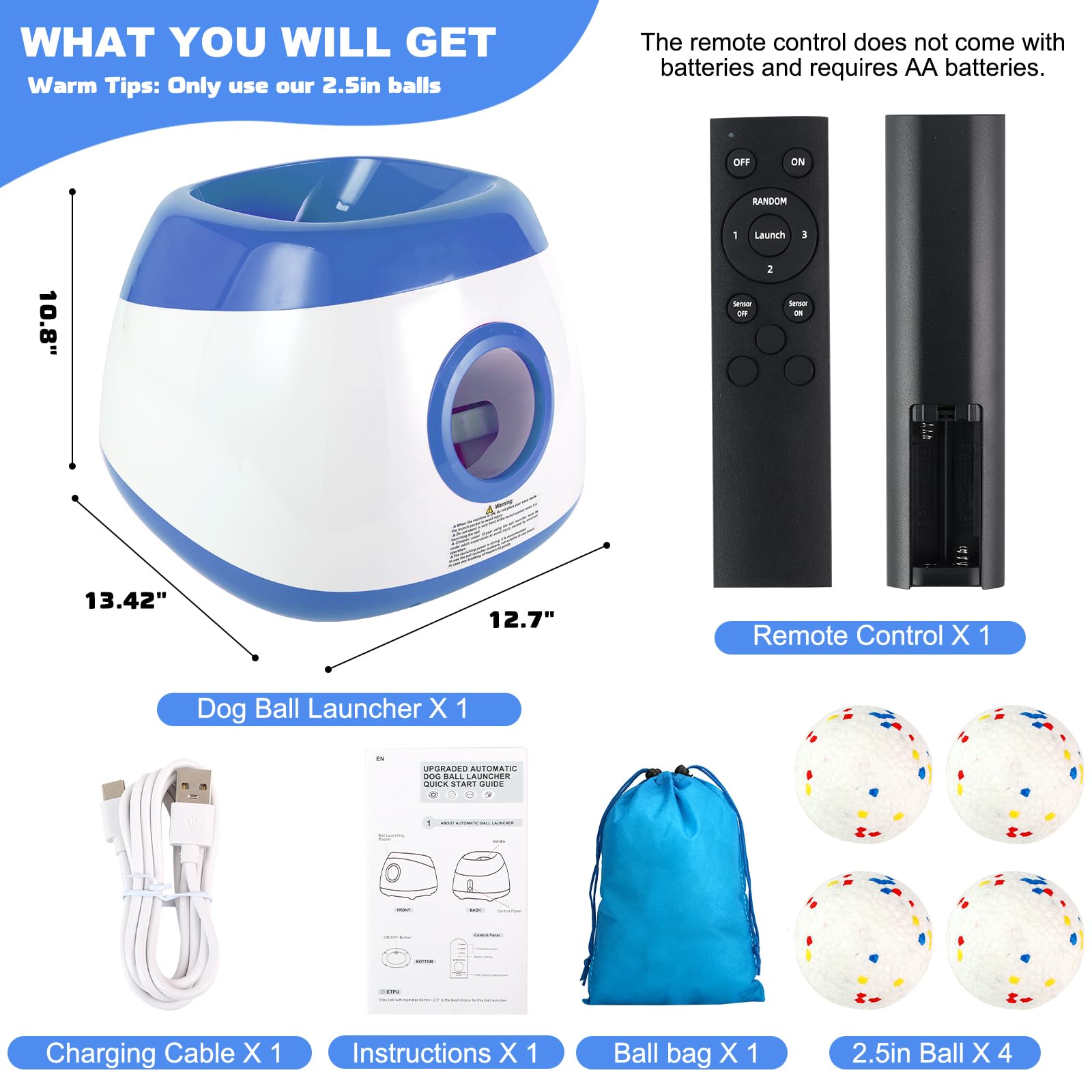 Amazon.co.jp: 犬用自動ボールランチャー、40-80フィート距離ドッグ