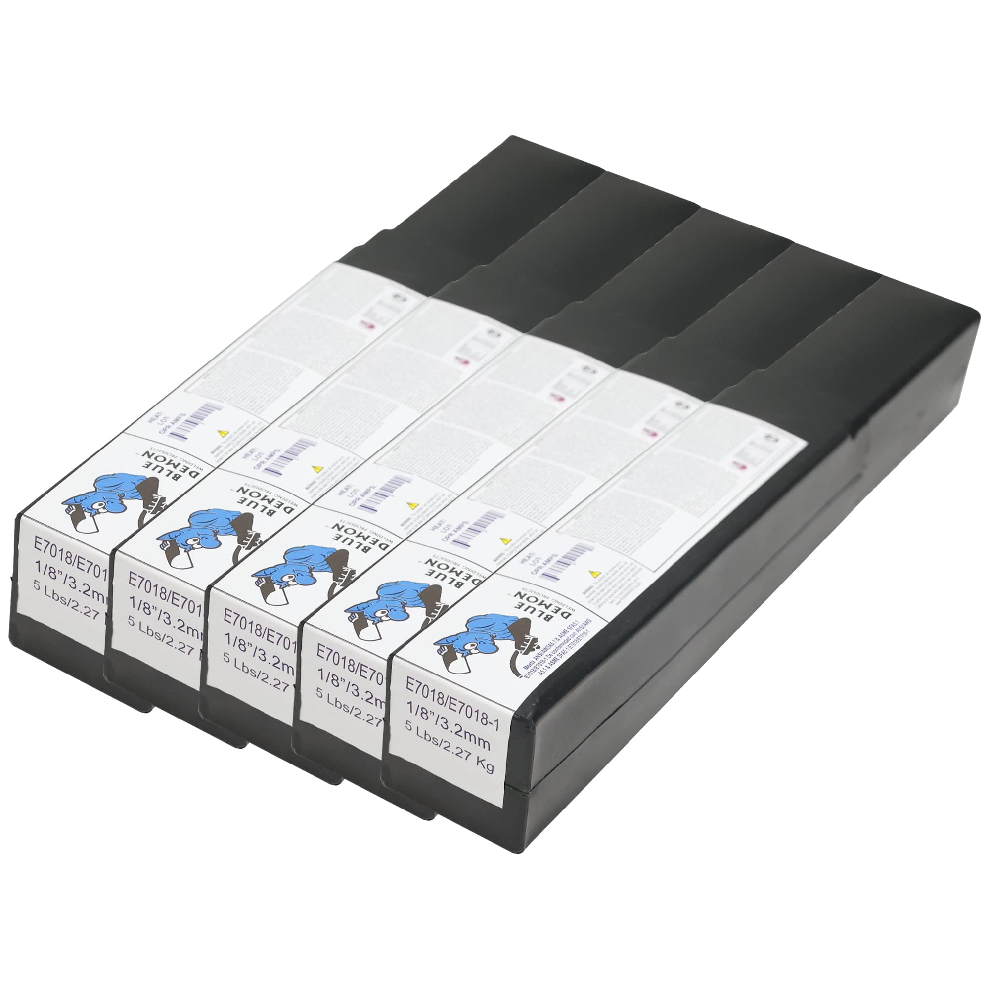 Blue Demon E7018 X 1/8” X 14” X 5 LB X 5 Pack Low Hydrogen Carbon Steel Electrode, Runs on AC or DC, Easy Slag Removal, Excellent Bead Appearance, All