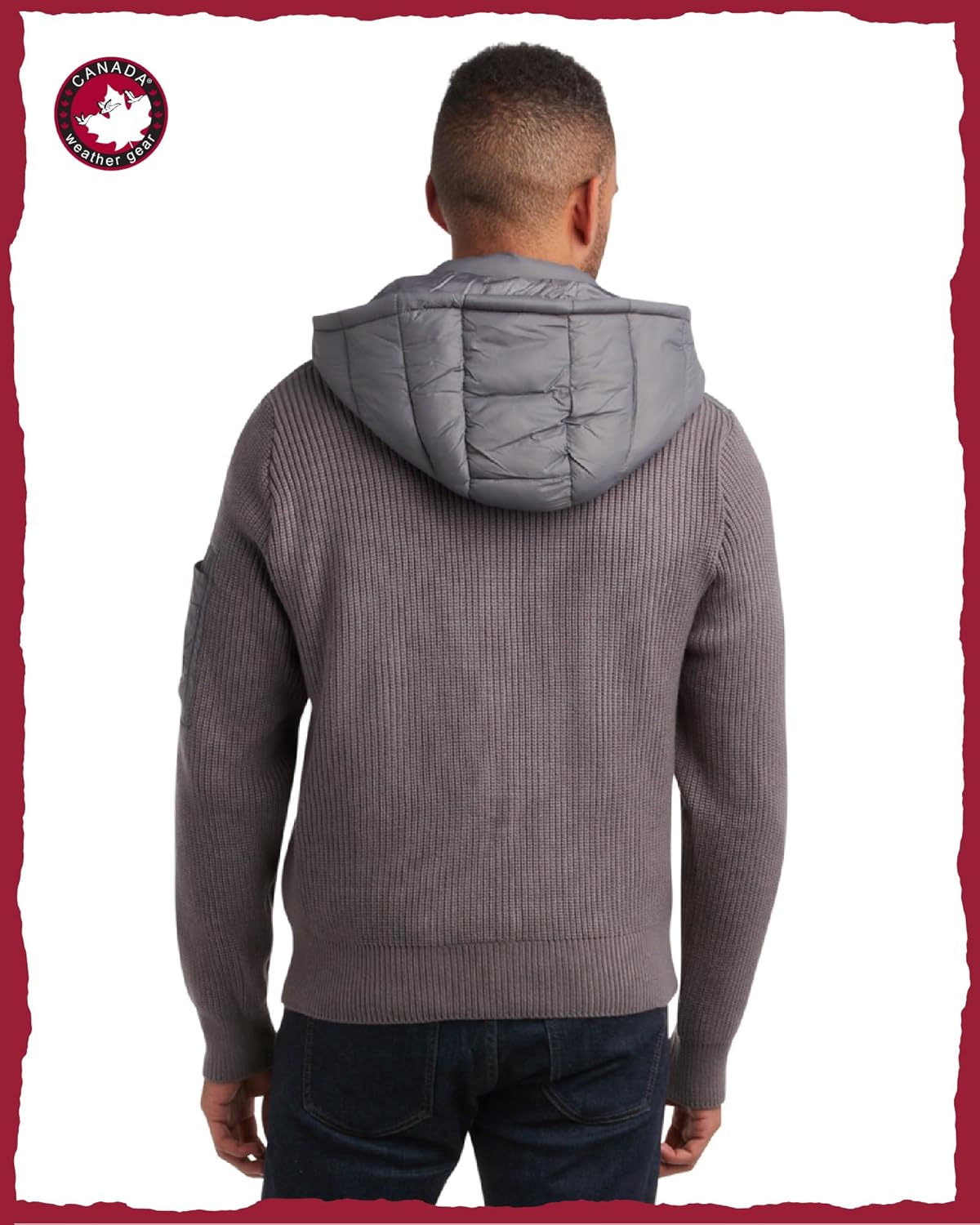 CANADA WEATHER GEAR Men's Quilted Sweater Vest - Water Resistant Full Zip Up Hooded Puffer Winter Jacket (Sizes: M-XXL)