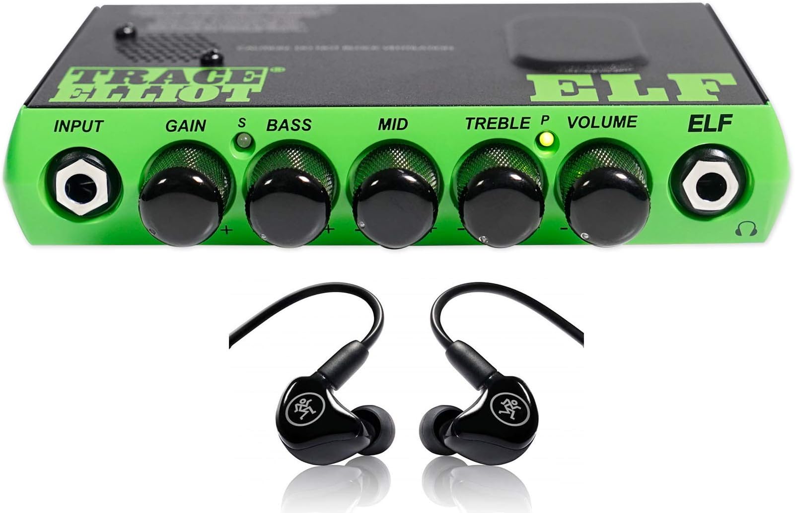 ELF 200w Ultra Compact Bass Amplifier Amp Bundle with Mackie in-Ear Monitors