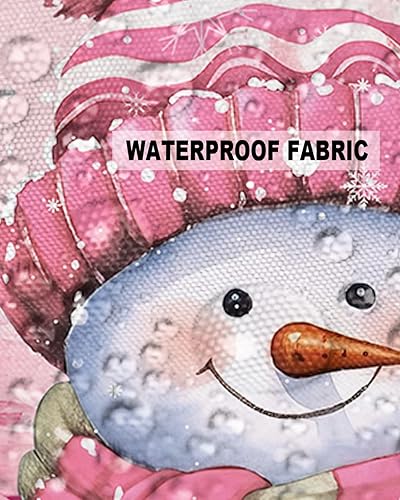 Miniatura 5 de Funda de almohada de invierno para exteriores, diseño de muñeco de nieve, pino, rosa, impermeable, paquete de 2 fundas de almohada con copos de