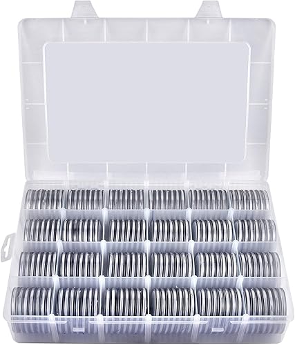 Cápsulas de monedas de 1.811 in con junta de espuma y caja organizadora de almacenamiento de plástico, 6 tamaños (20/25/27/30/38/1.811 in) para