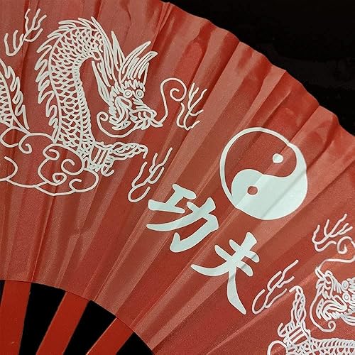 Miniatura 3 de Ventilador de mano portátil de Kung Fu Dragon Ventilador plegable de plástico chino japonés ventilador de mano grande para baile de mano y