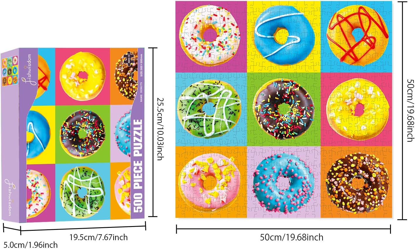500 Pieces Jigsaw Puzzles for Adults and Teens and Kids Family Happy Gift Colorful Popsicles (T-Doughnuts) image 4