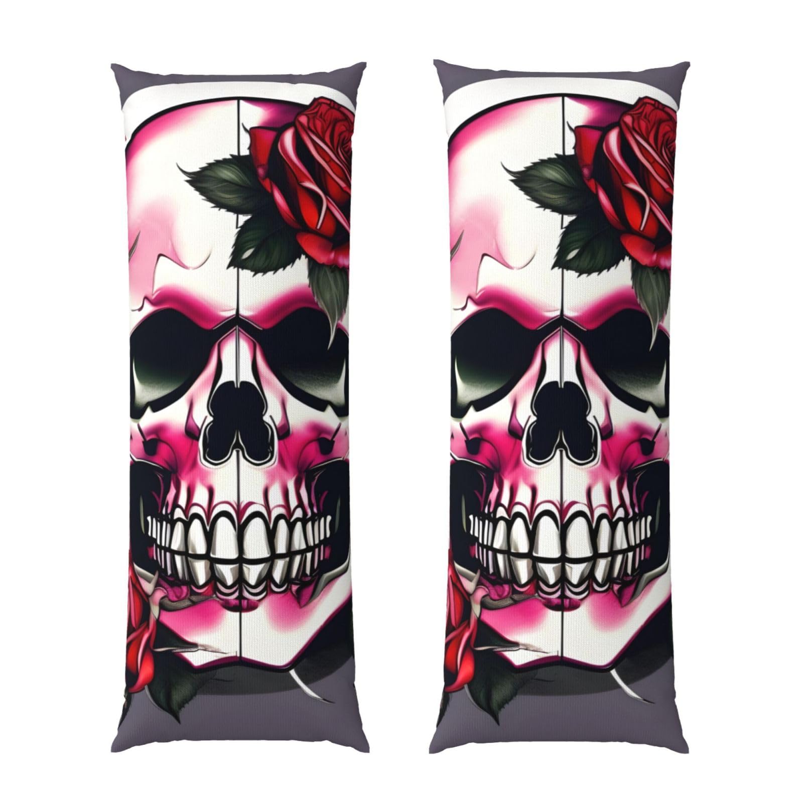 Taie d'oreiller longue contre le mal de dos, housse de coussin de corps crâne rose douce