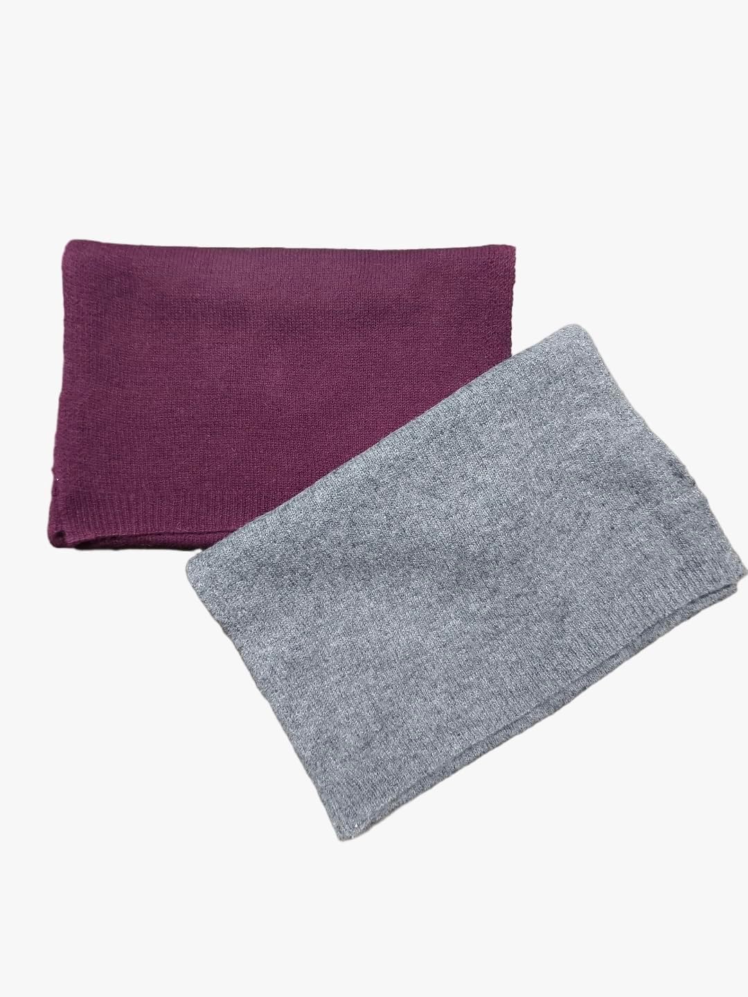 Cashmere and Wool Blend Knitted Grey Scarf 12 inches X 70 inches Unisex, For Men and WomenCashmere Wool Blend, Grey