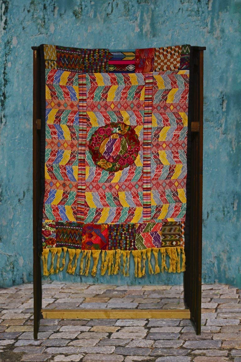 Guatemalan Embroidered Mixed Huipile Tapestry Wall Hanging