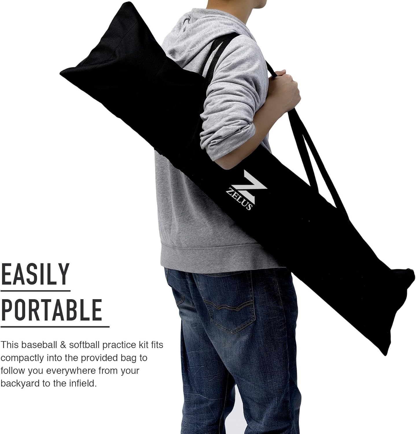 ZELUS 7x7ft Baseball and Softball Practice Net + Batting Tee + Ball Caddy + 3 Pack Weighted Ball + Strike Zone Bundle | Pitching Batting Training Equipment Set | Baseball Softball Coach Pack : Sports & Outdoors