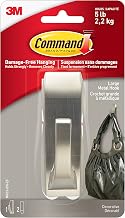 Command MR03-BN-EF Modern Reflections Metal Hook, Large, Brushed Nickel, 1 Hook 2 Large Strips