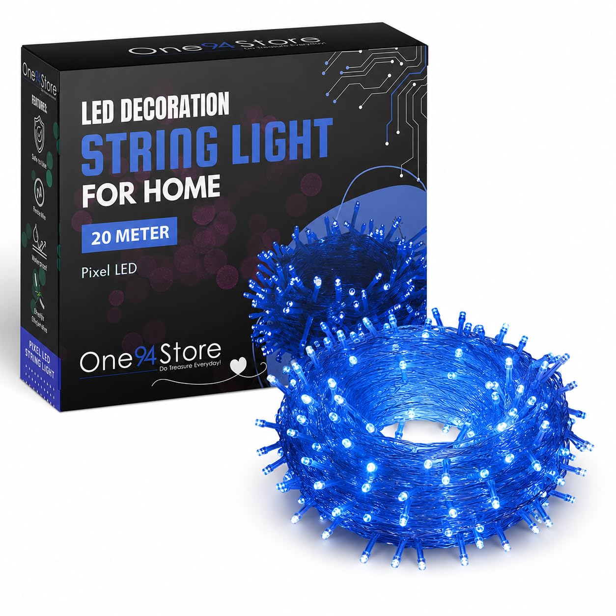One94Store 20 Meter (66 Feet) Blue Rice Lights (Pack of 1) | Waterproof Copper Wire Decorative String Lights | Diwali Lights for Home, Festival, Puja, Indoor & Outdoor Decor-image-28