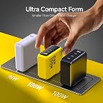 AOHI Jeunes 100W GaN USB C Chargeur mural, 3-Port Adaptateur d'alimentation de type C pour rechargeur rapide d'ordinateur portable PPS PD pour MacBook Pro/Air, iPad Pro, iPhone 17/16 Pro Max, Galaxy S25 Ultra/Note, Pixel, Deck à vapeur, Jaune