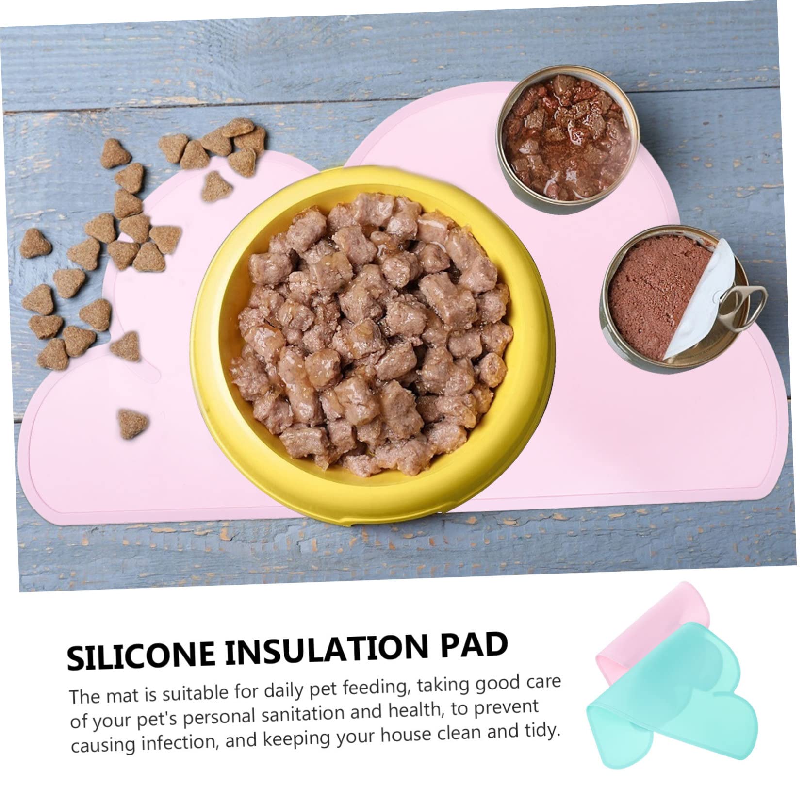VANZACK 2Pcs Silicone Pet Bowl Mat Insulation Scald Multi Purpose Feeding Pads for Keeping Floors and Comfortable Dining Experience