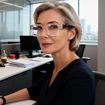 Blue Light Blocking Glasses,Stylish Retro Trapezoid Spring Hinges ,Gaming Computer Glasses Anti Glare Headache Eyes Strain Glasses with Blue Light Filter, Glasses Unisex,Translucent Gray 0.0