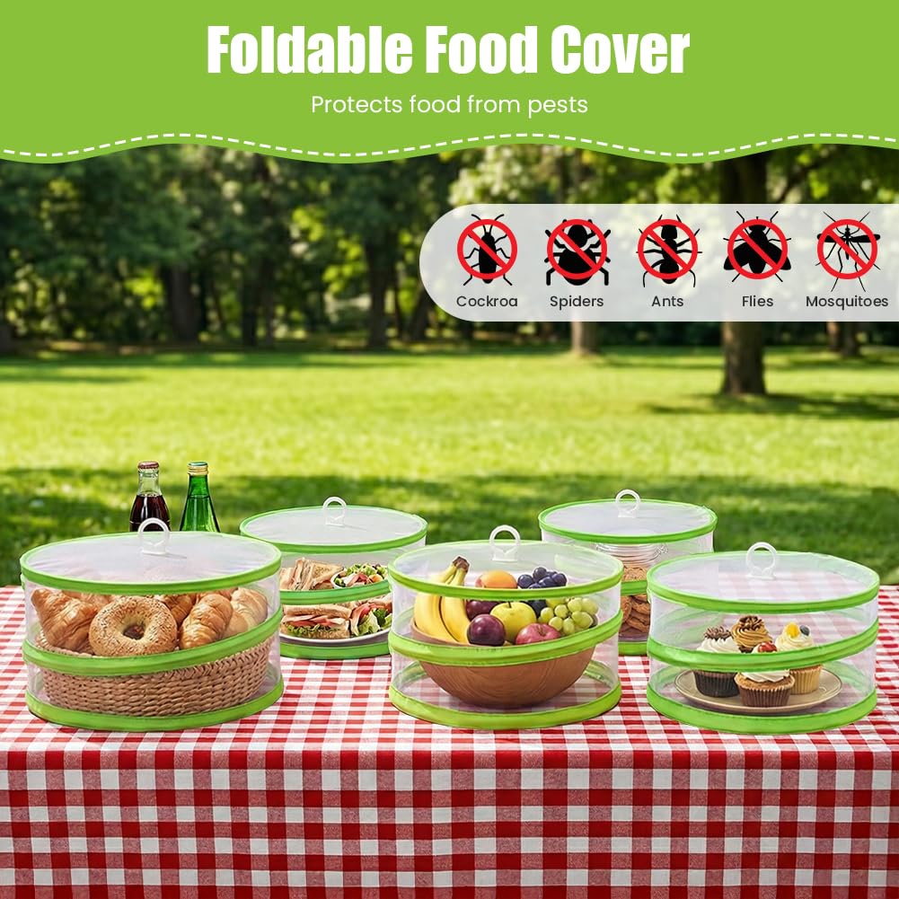 AOOWU 5 Pack Mesh Food Cover Tent Pop Up, Mesh Pop-Up Food Covers, Reusable & Collapsible Protectors Domes Food Nets - Image 4