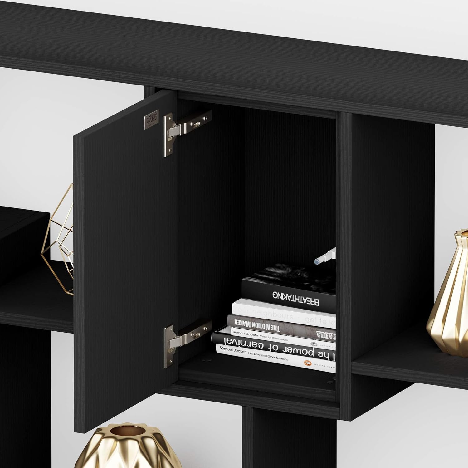 Mobili Fiver, Iacopo XXL Bookcase with Panel Doors (189.9 x 93.1 in), Ashwood Black, Storage Bookcase, Modern Bookshelf for Living Room, Office, Italian Furniture