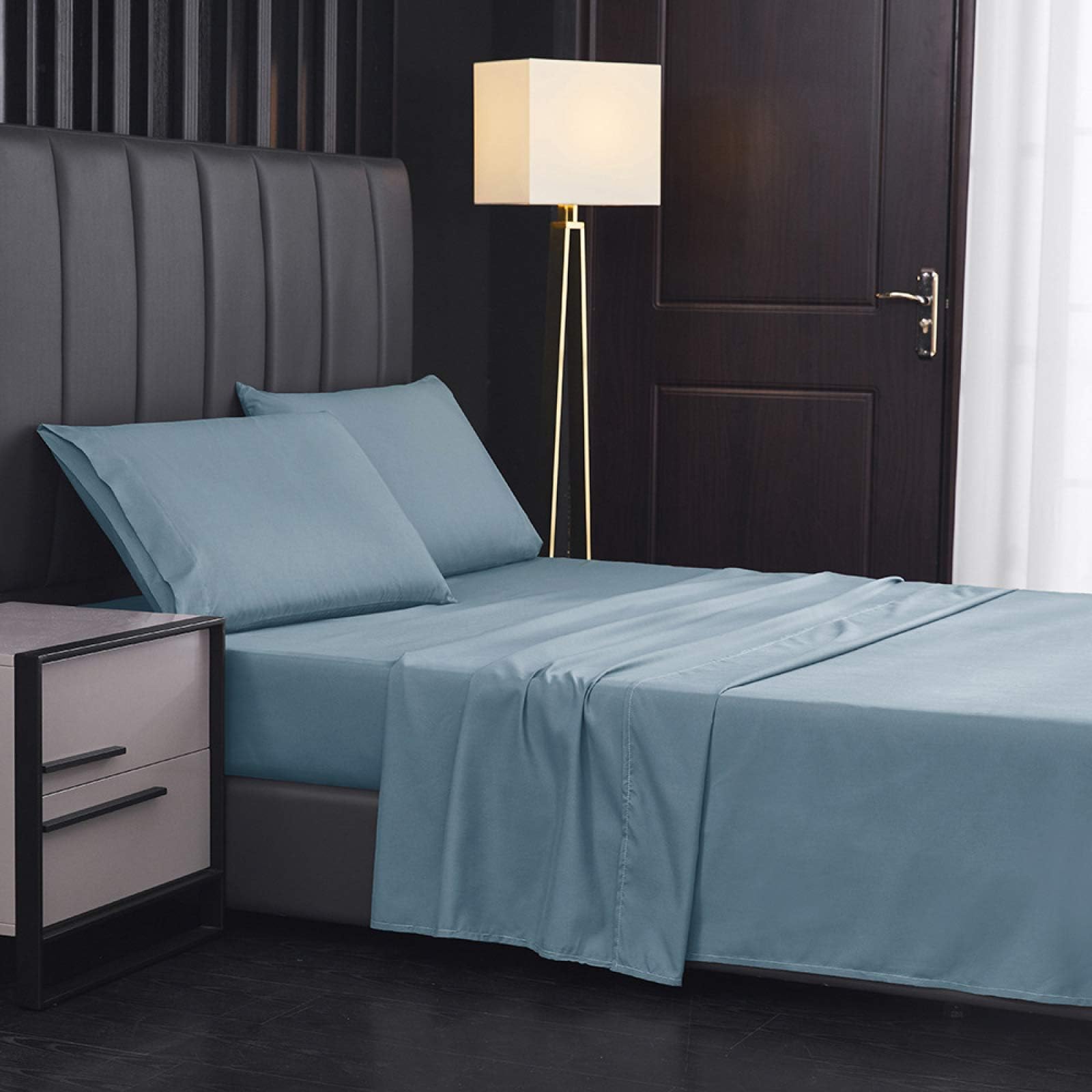 IKITOBI Extra Deep Fitted Bed sheet Fitted Bed Sheets Bedding Bed Sheets Plain Dyed Deep Pocket Fitted Sheets California King (Four-Piece Set)