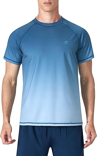 Miniatura 3 de Camisetas de natación para hombre, manga corta, protección solar UPF 50+, protección solar UV, secado rápido, natación, pesca, agua, playa, camisetas