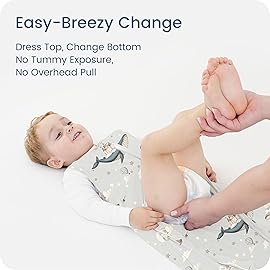TOTBASIC Baby Sleep Sack 0-3-6 Months Light Wearable Blanket for Babies with 2-Way Zippers, 0.5 TOG Premium Soft Breathable Sleeping Bag for Baby Boys Girls 2-Pack(Whale & Cloud)
