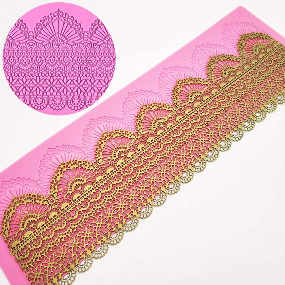 Moule à Dentelle En Silicone Ziyero Pour Décoration Gâteaux - Motif 3D Rose - Pour Fondant, Chocolat