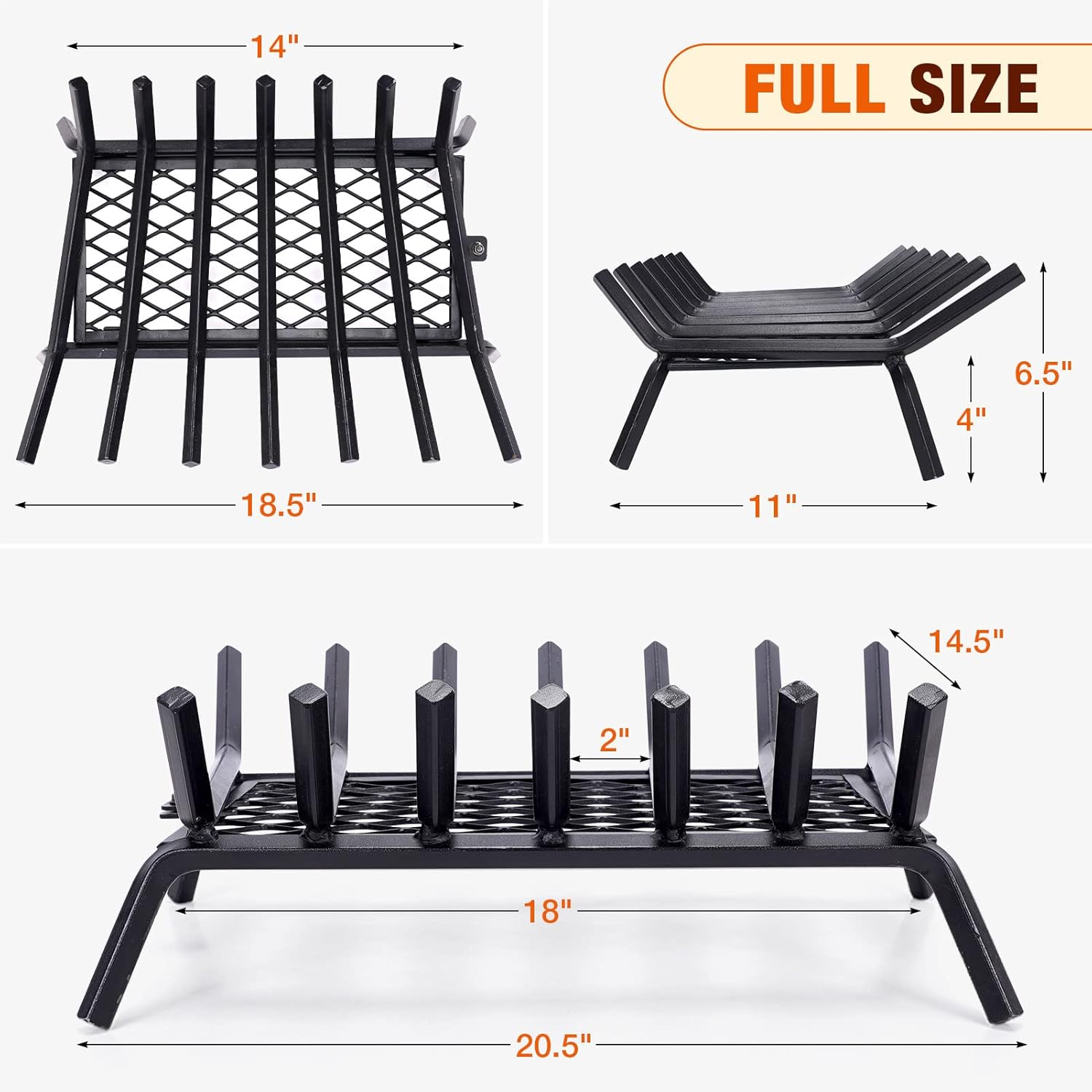 21 Inch Fireplace Grates Firewood Fire Wood Log Holder Rack with Ember Retainer, Welding Gloves Heat Resistant 16 Inches Cowhide 662 ℉ Leather Forge Mig Welder Gloves