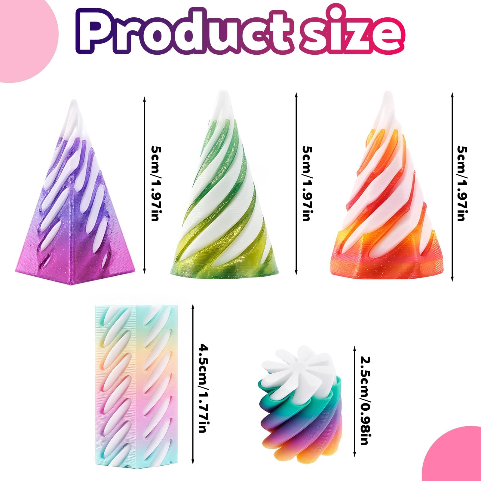5 PCS Spiral Cone Fidget, Cone Fidget, Impossible Cone - Image 2