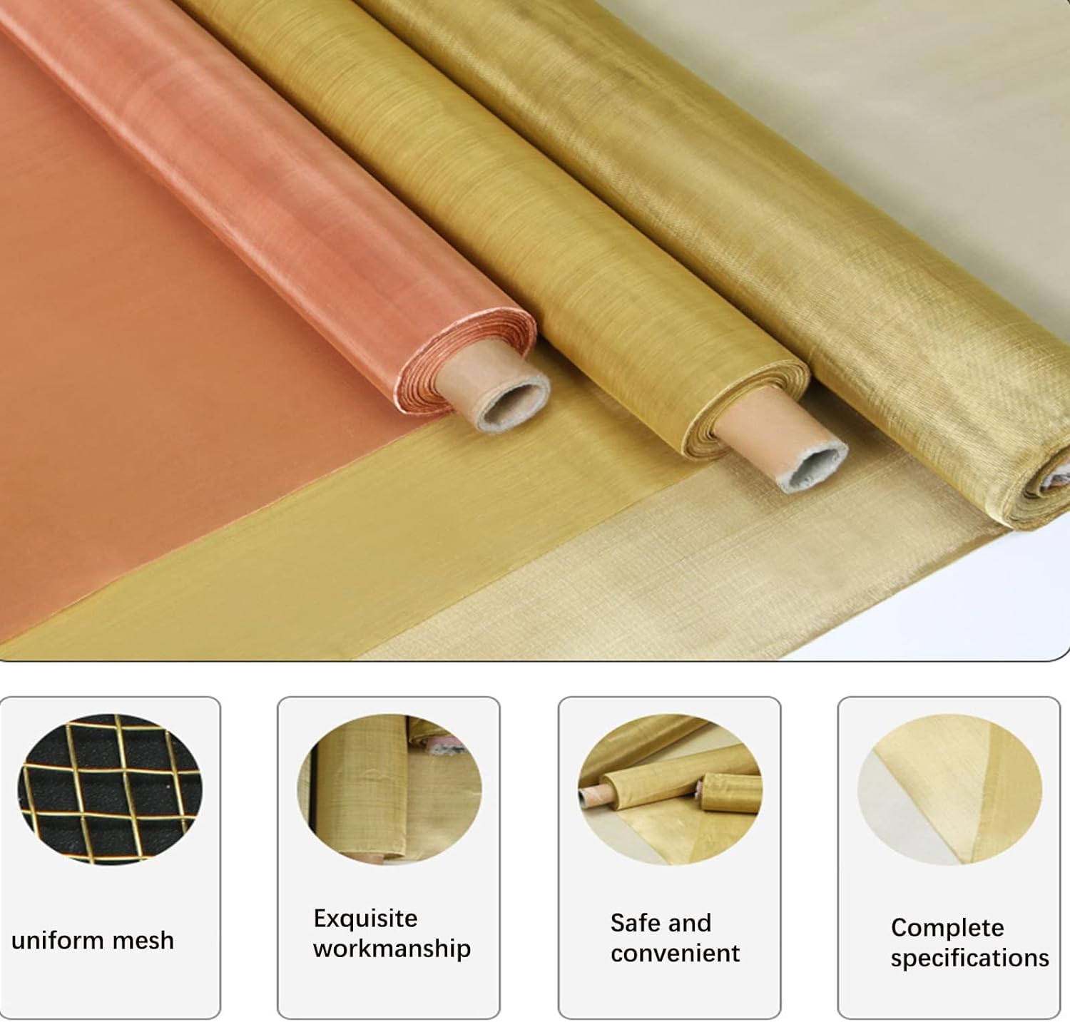 Kanduo Schermo A Rete In Rame, Rotolo Di Rete Metallica Filtro A Rete Metallica Fine Protezione Dalle Radiazioni A Rete Di Garza Schermo A Rete In Rame(Brass 180mesh