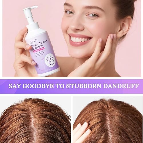 Miniatura 6 de Juego de champú y acondicionador para caspa para mujeres y hombres, limpiador profundo, caspa morada y cuero cabelludo con picazón seca, grado