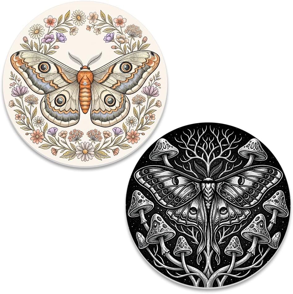 2Pcs Moth Flower Turntable Mat 11.8Inch Turntable Slipmat Anti-Static Felt Record Player Mat Cover 3mm Thick Anti Static for Vinyl LP Record Player Enhance Sound Quality