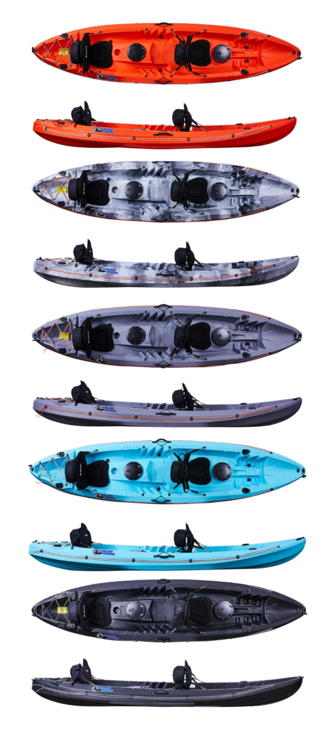 Galaxy Kayaks Tandem Solo HV - Zweier + Einer Kajak Sit On Top Kajak Angelkajak, Farbe Galaxy Kayaks::(B) Black