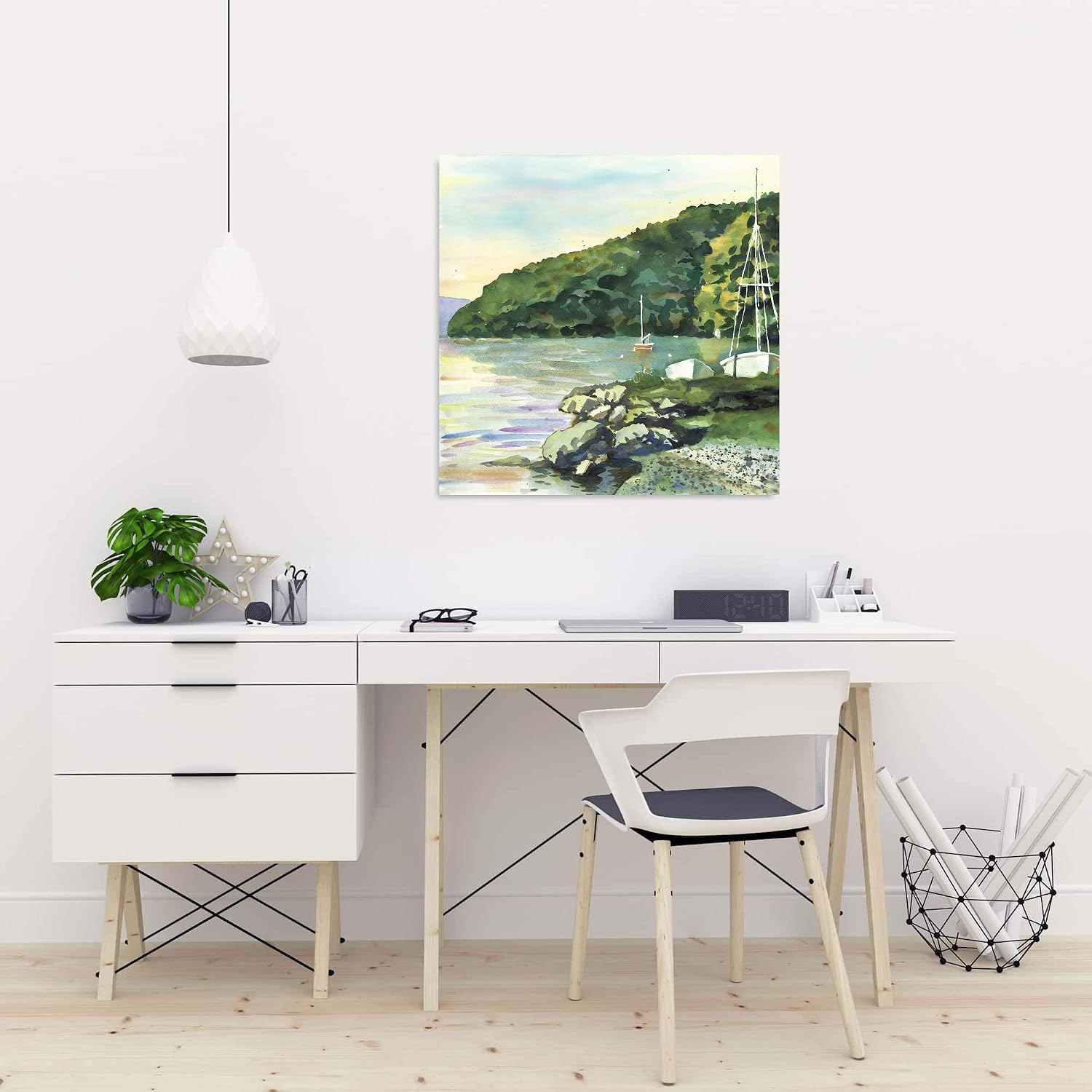 BEGIN DECO MAISON - HOME DECOR Sailboat Day, Fine Art Gallery Wrapped Canvas 24x24