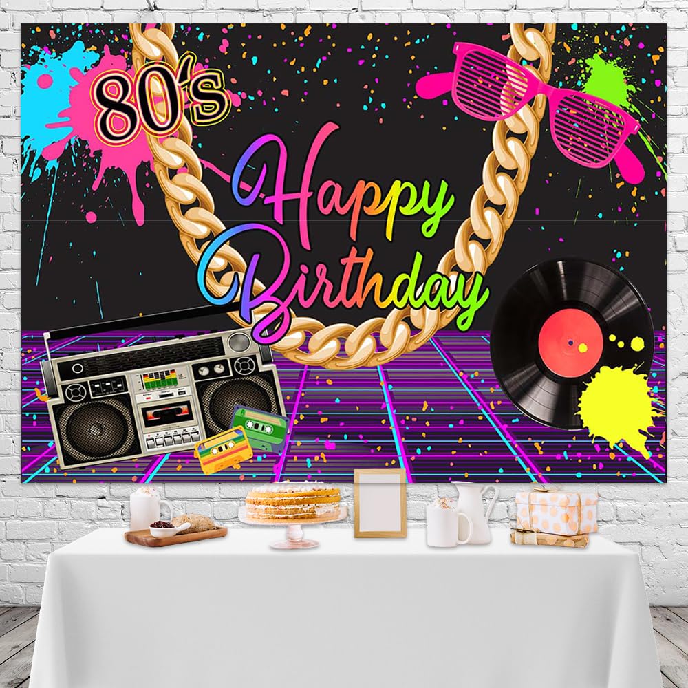 80er Jahre Party Hintergrund, 2,2x1,5 M – Vinyl-Stoff, Für Foto-Shootings, Disco & Geburtstagsfeiern