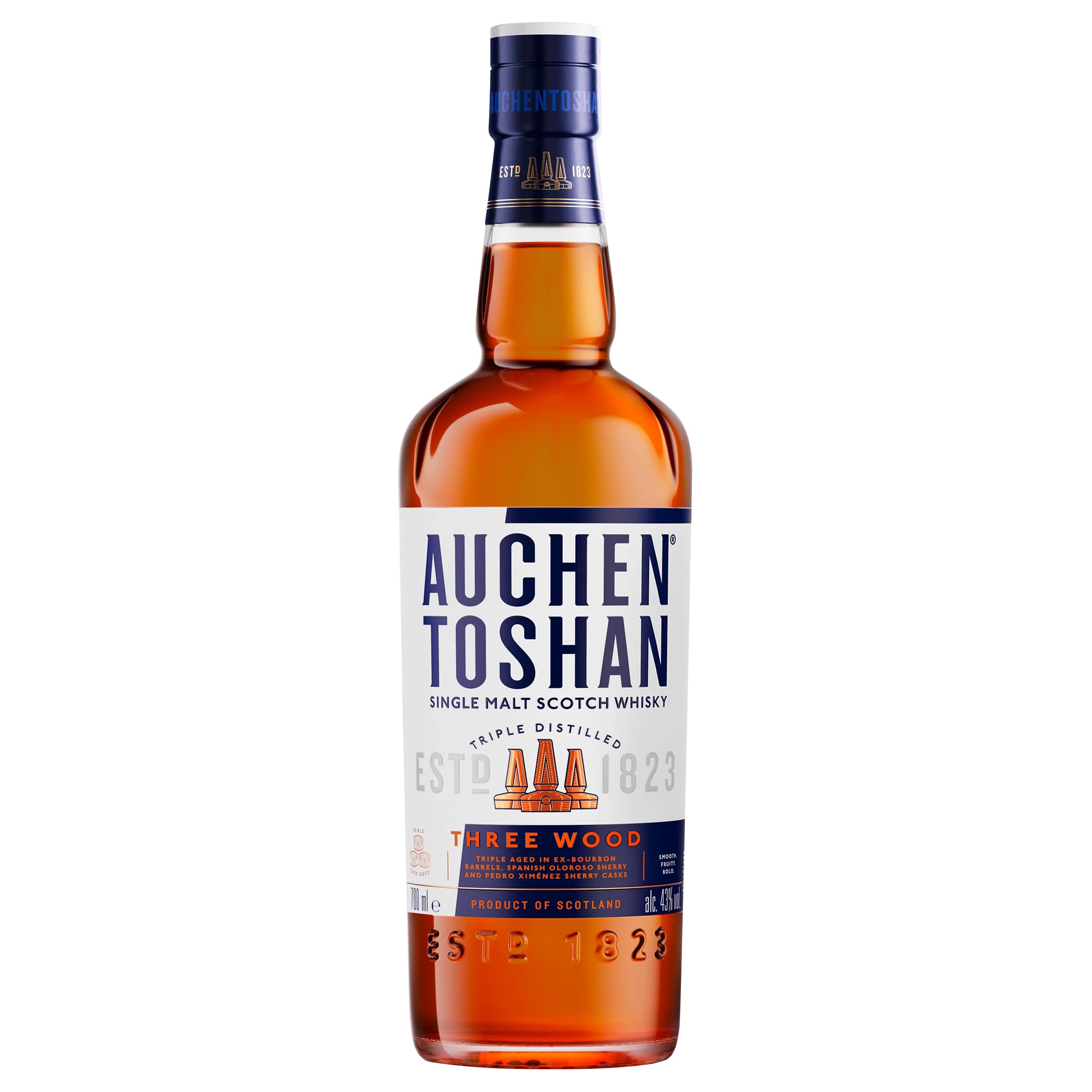 Auchentoshan Three Wood | Single Malt Scotch Whisky | mit Geschenkverpackung | karamell-nussiger Geschmack| 43% Vol | 700ml Einzelflasche