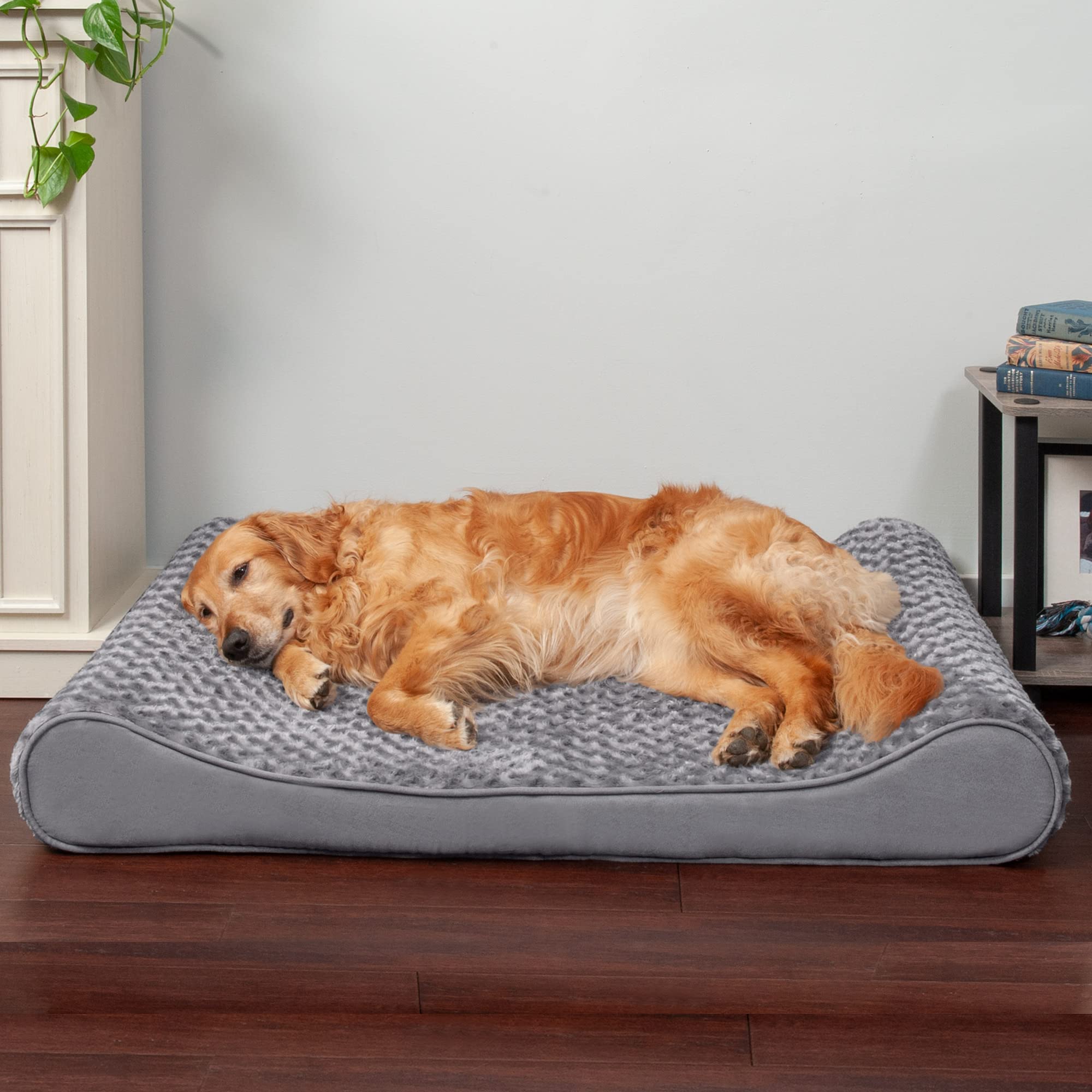 Furhaven Pet Bed for Dogs and Cats - Ultra Plush Luxe Lounger Contour Mattress Supportive Solid Slab Orthopedic Dog Bed, Removable Machine Washable Cover - Gray, Jumbo (X-Large)
