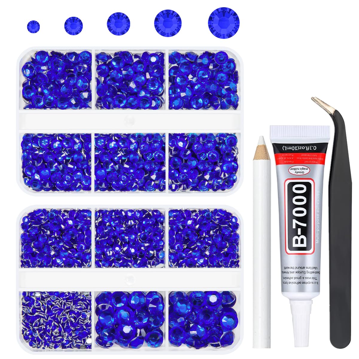 Dark Blue Resin Rhinestones for Bedazzling Crafting Sapphire Blue Flatback Crystal Stones 2mm 3mm 4mm 5mm 6mm Diamonds Gems Charms for Nails Face Eyes Makuep Tumblers Bottles DIY Crafts Shoes