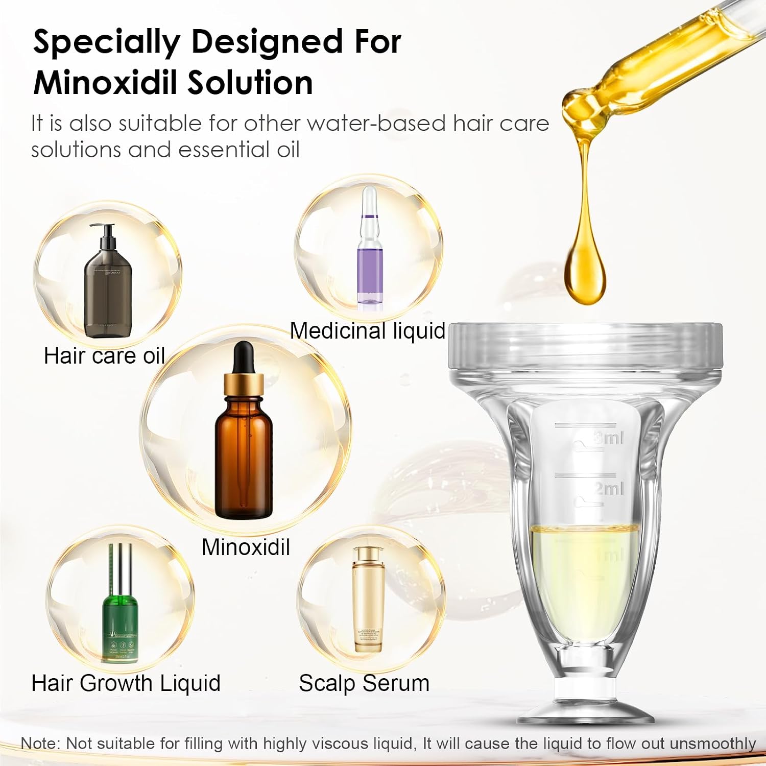Scalp Applicator Comb,Minoxidil Applicator tool,Hair Oil Essential Serum Liquid Massager for Hair Growth, Follicle Care Treat hair Loss Thinning (Transparent)