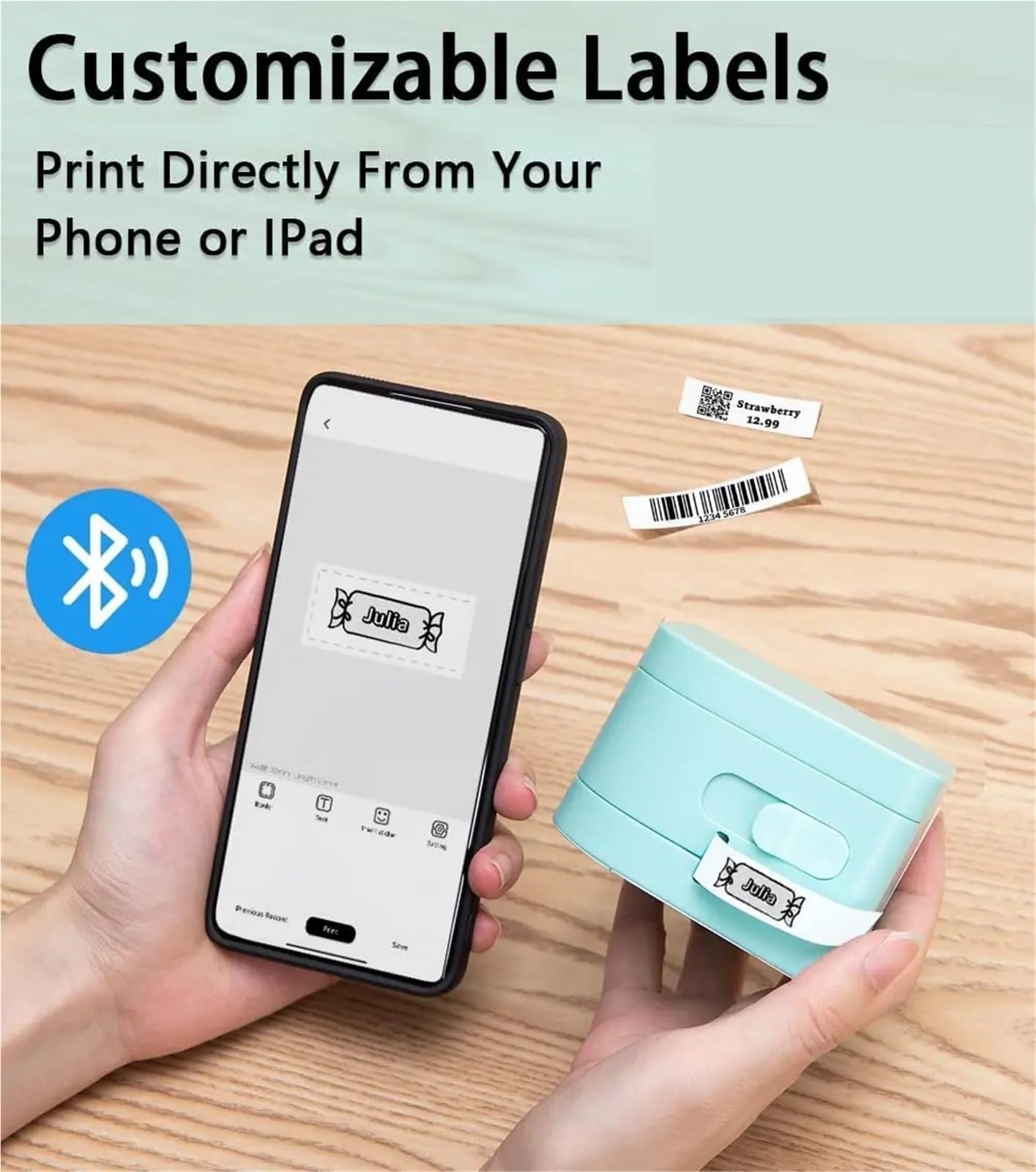 Drukarka naklejek, P12 PRO Label Maker Mini Przenośna Drukarka Etykiet Z Akumulatorem I Taśmą Samoprzylepną O Szerokości 12 Mm dla paczki pocztowej, adresu, logo(Grey P12PRO)